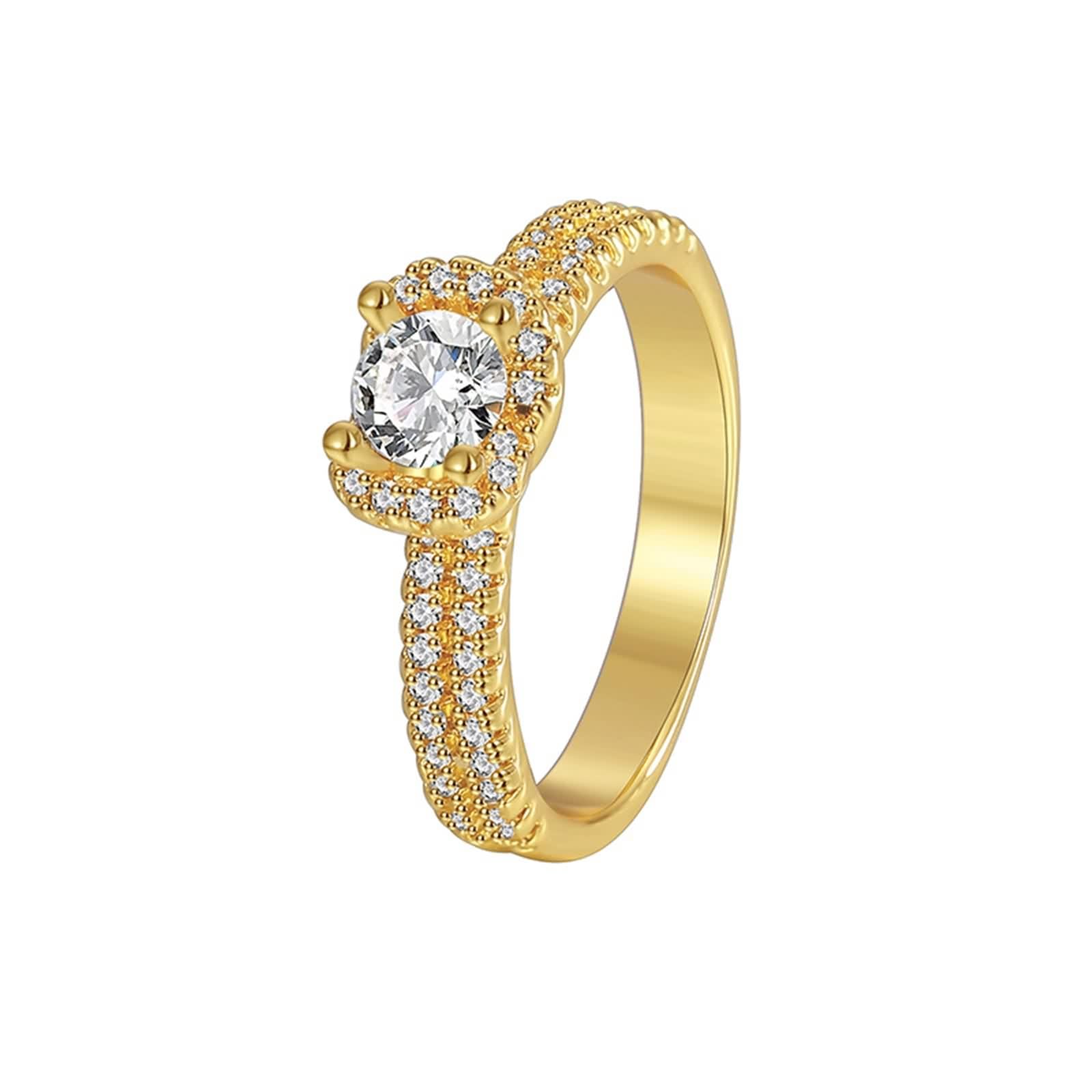 Anillo de oro amarillo de 14 quilates, elegante y moderno, tamaño