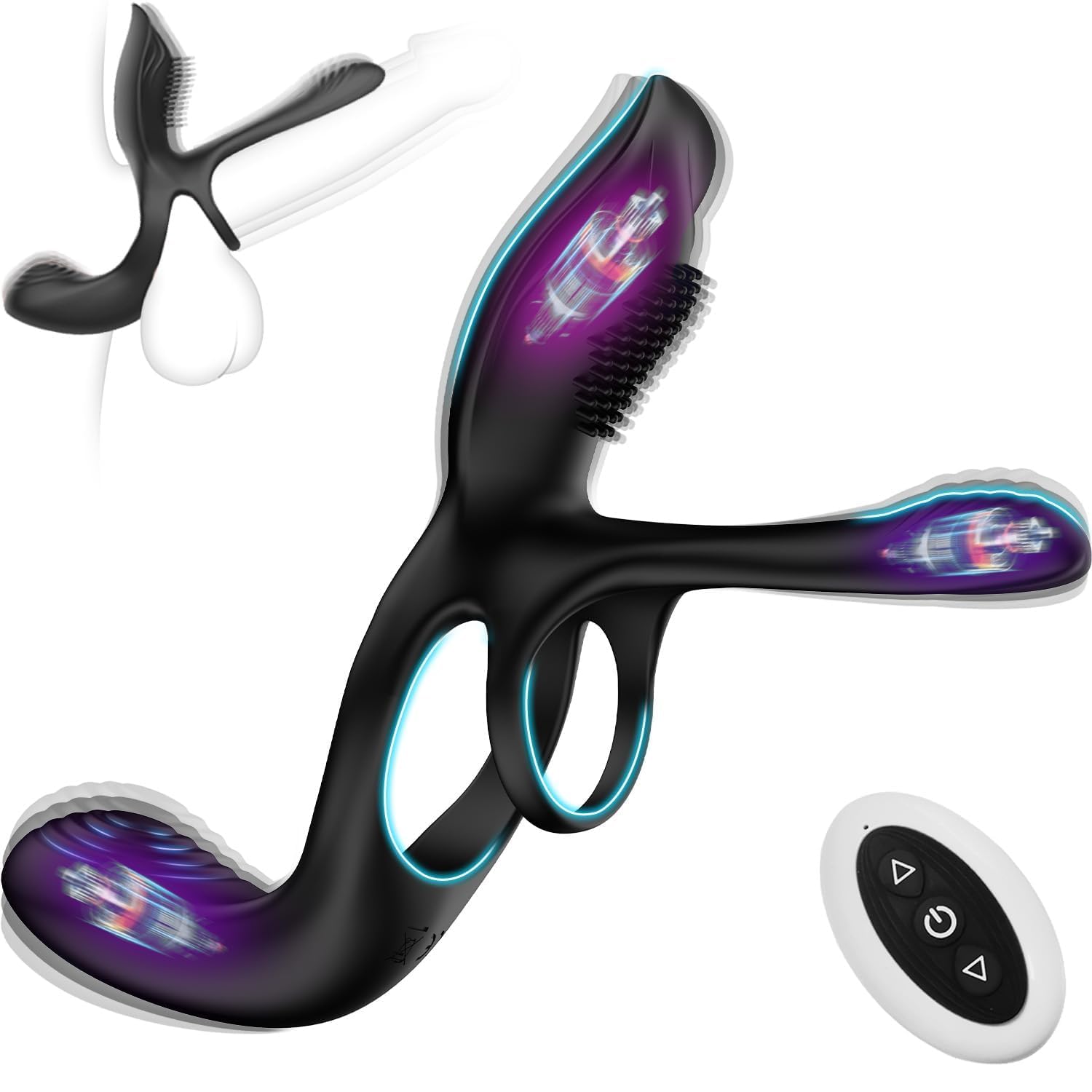 Vibrador KUSHOR para parejas, anillo vibrador 3 en 1 con 10 modos, vibradores para el pene, vibrador para el perineo, estimulador del punto G y del clítoris para mujeres, juguetes sexuales para adultos, novedades.