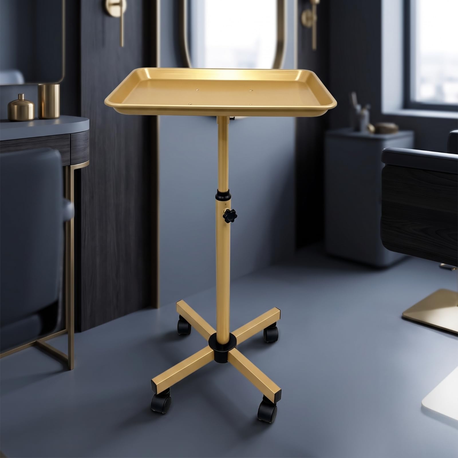 Milageto Carrello Portatile per Salone Carrello Vassoio Carrello Attrezzature Carrello Estetista Carrello Parrucchiere Regolabile in Altezza Cm a 110 Cm con, Rosa