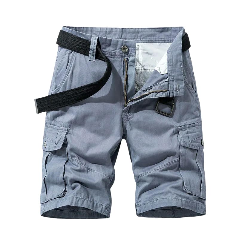 Short cargo en coton kaki style militaire avec poches latérales