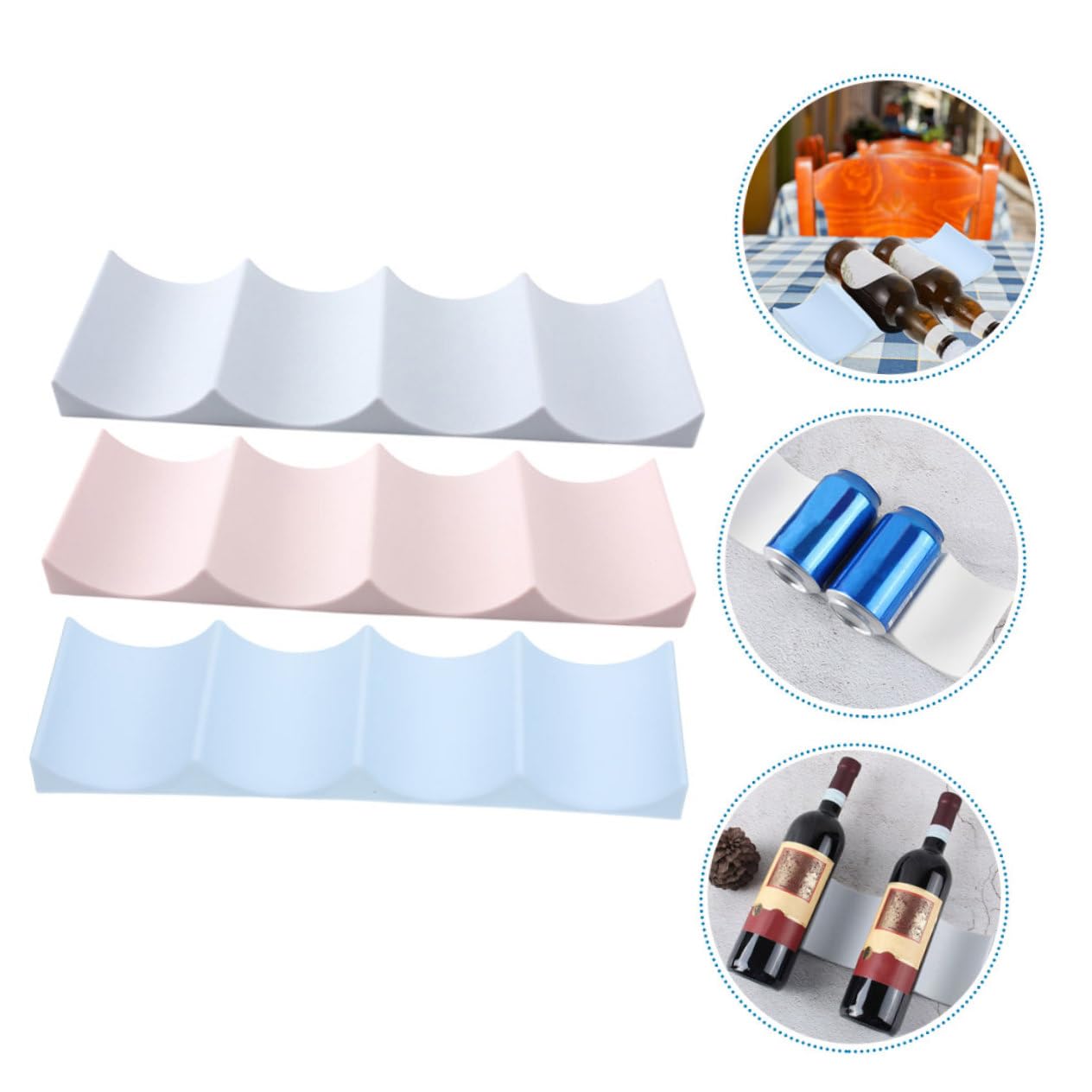Mikinona 3pcs Wine Organizer Rack for Refrigerator and Countertop Stylish Bottle Holders Milky and Easy to Install Beverage Storage