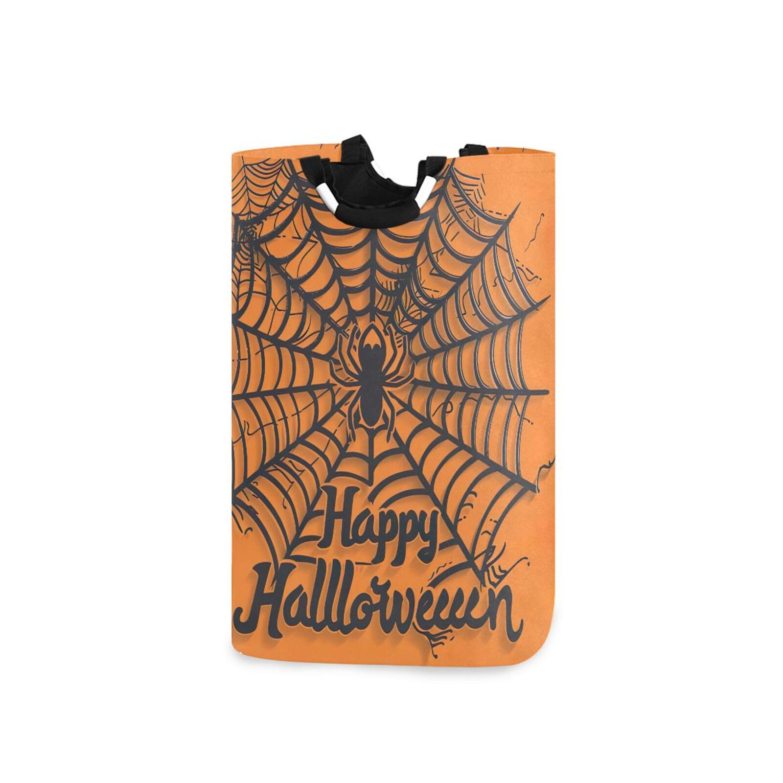 Jihqo Laundry Hamper Basket Halloween Spiderweb Collapsible Nursery Storage Bin Waterproof Clothing Baskets for Home Bedroom Bathroom Washing Room