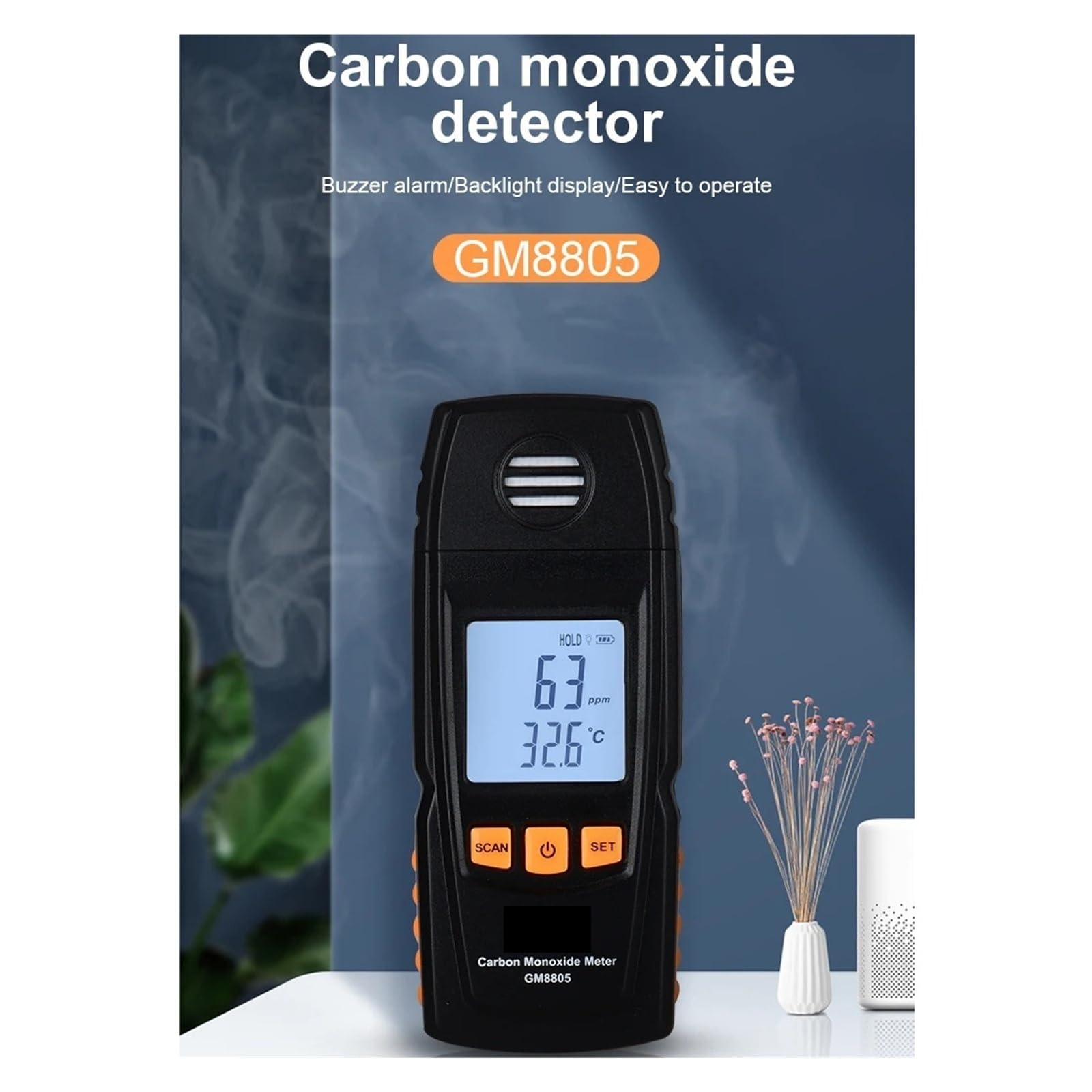 GM8805 Cyfrowy detektor tlenku węgla 1 ppm Analizator gazu Tester Monitor wycieku gazu Alarm 0~1000 ppm Wszechstronne zastosowania