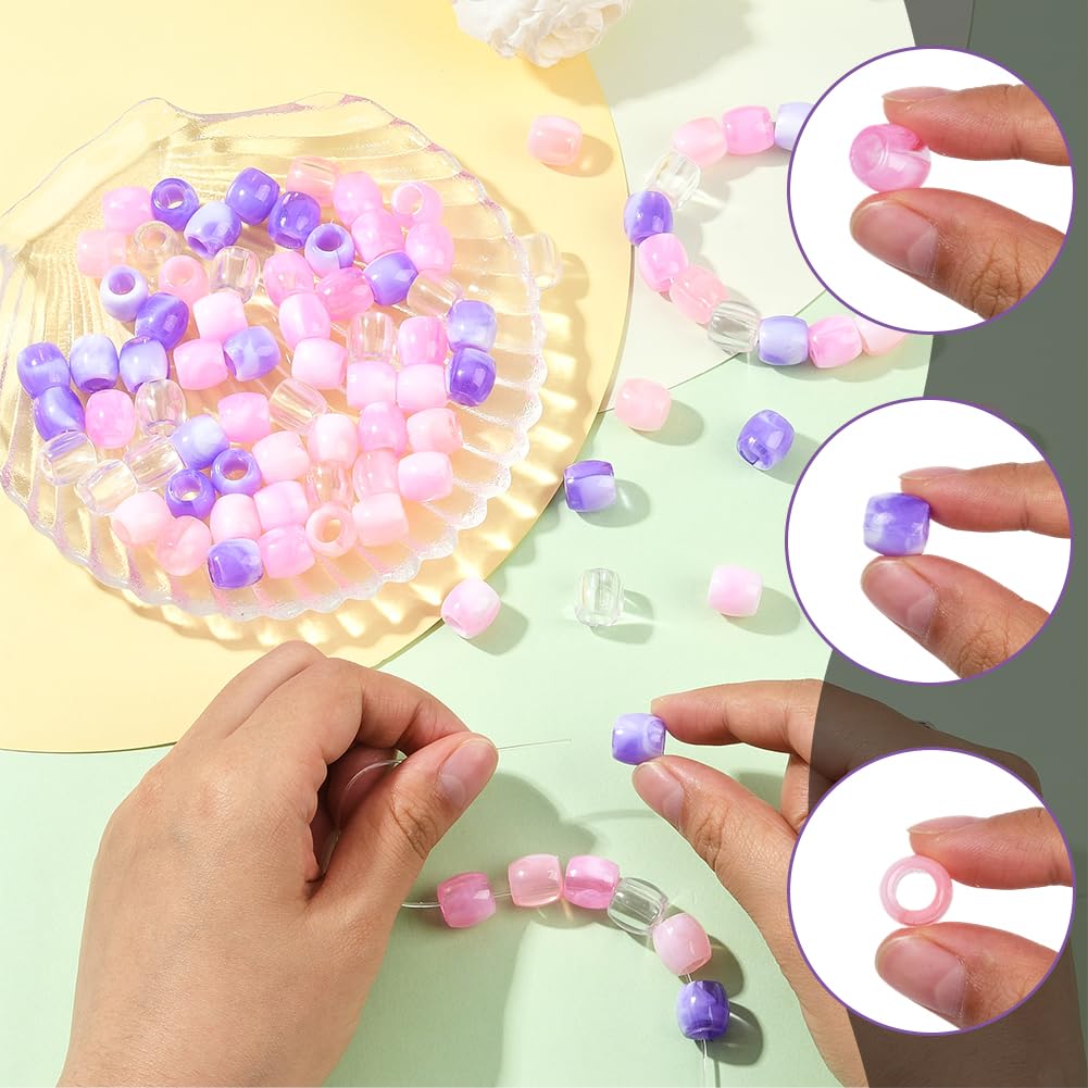 SUNNYCLUE 1 Box 120Pcs Colorful Braid Beads Loc Hair Beads with 5mm Hole Plastic Tube Imitation Pearl European Loose Spaces for Dreadlock Accessories DIY Crafts Hair Clips Decoration Jewellery Making - Image 3
