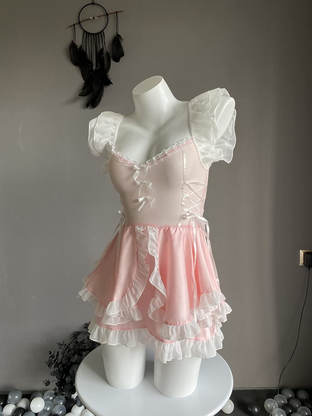 Damski seksowny kostium bielizna anime cosplay francuski fartuch pokojówka strój sukienka Halloween Babydoll kostium