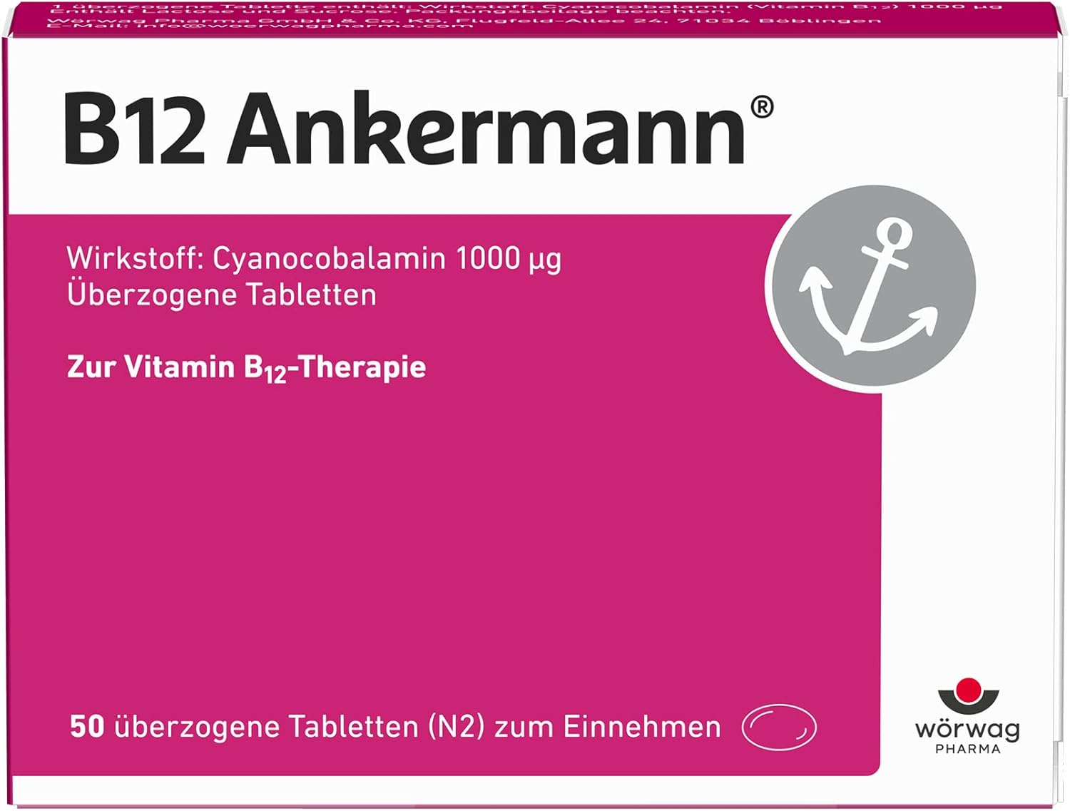 Hochdosiertes Vitamin B12 mit 1.000 µg. B12 Ankermann® Tabletten. Bei