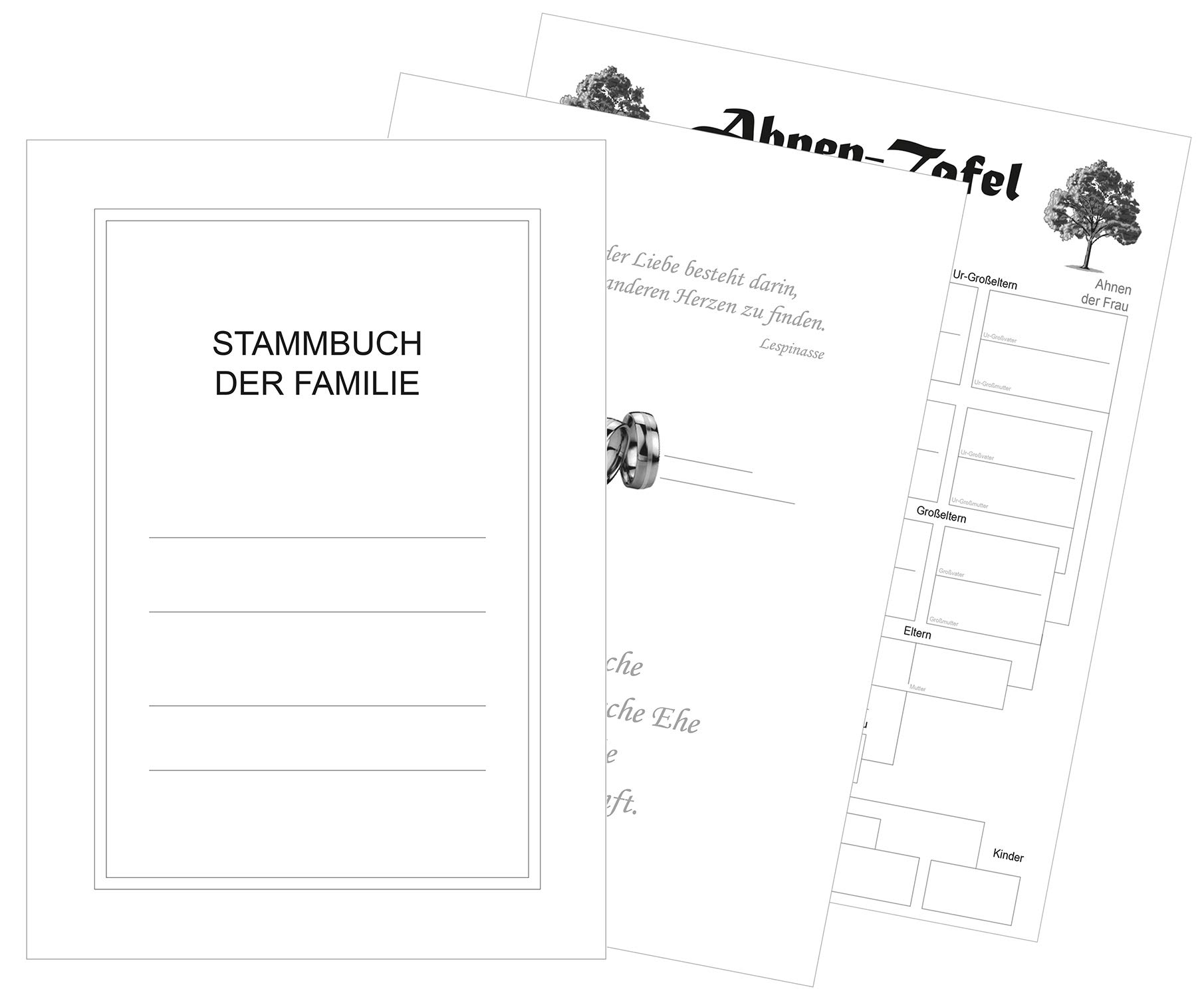 SAMONA Stammbuch der Familie A4 Hochzeit – Familienstammbuch Blau Velours mit Goldener Baumprägung & Ahnenbaum – Handgefertigtes Stammbuch mit Buchschrauben für Urkunden, Dokumente
