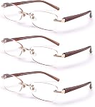 3-Pack Lunettes de lecture sans ardeur pour femmes, Légères lecteurs de charnières de printemps, Elégantes lunettes artistiques classiques UV 400