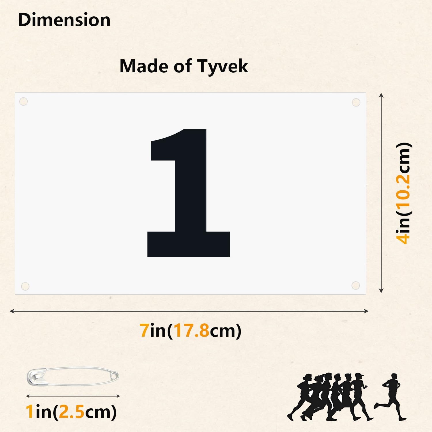 Tyvek Race Bibs Running Numbers with Safety Pins, Audition Numbers|Tryout Numbers 1-500 for Marathon Runners Events Sports Games