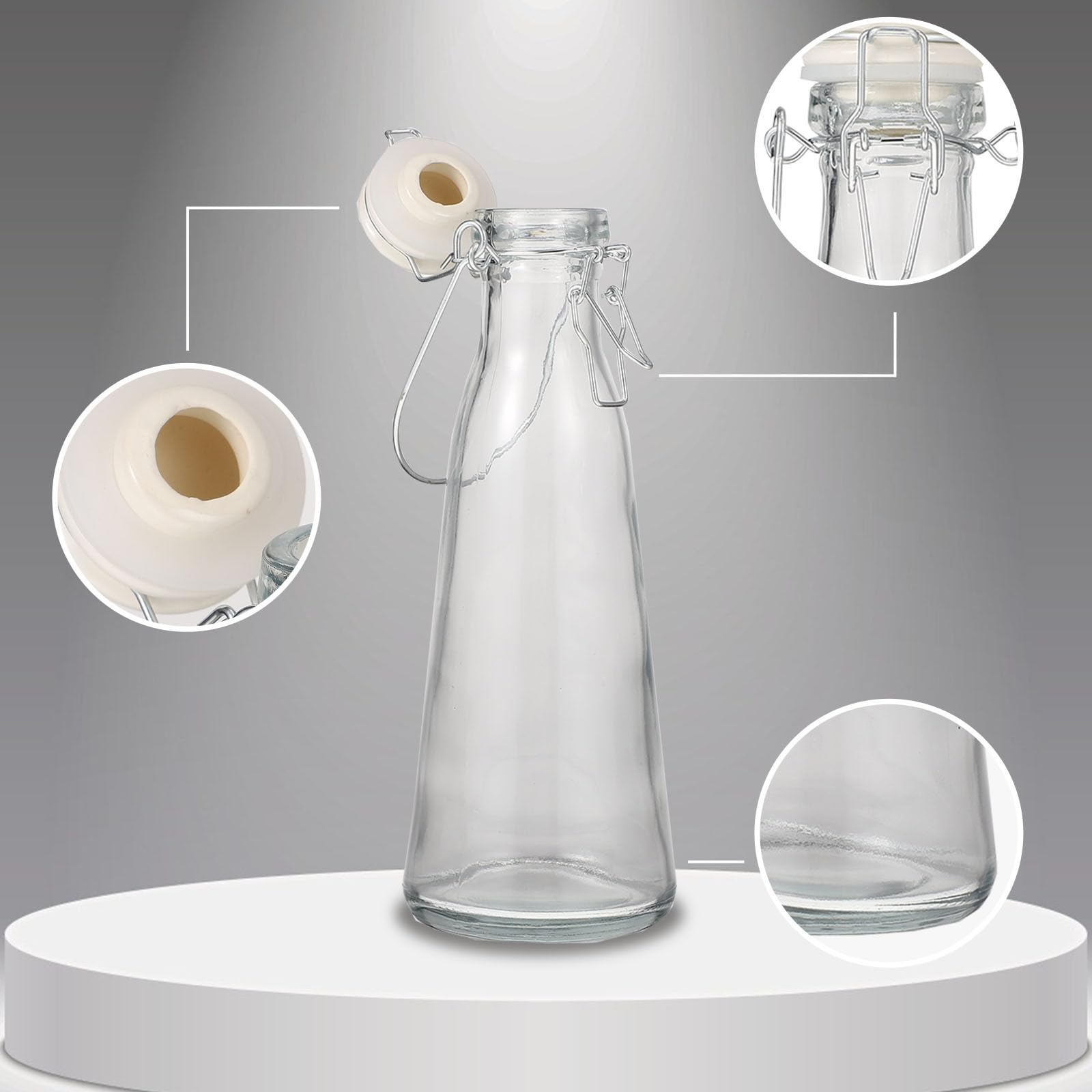 2 Stück Glas Trinkflaschen 500ml und 1000ml mit Sicherem Verschluss Umweltfreundliche Flaschen für Milch und Saft im Milchtee oder Coffeeshop
