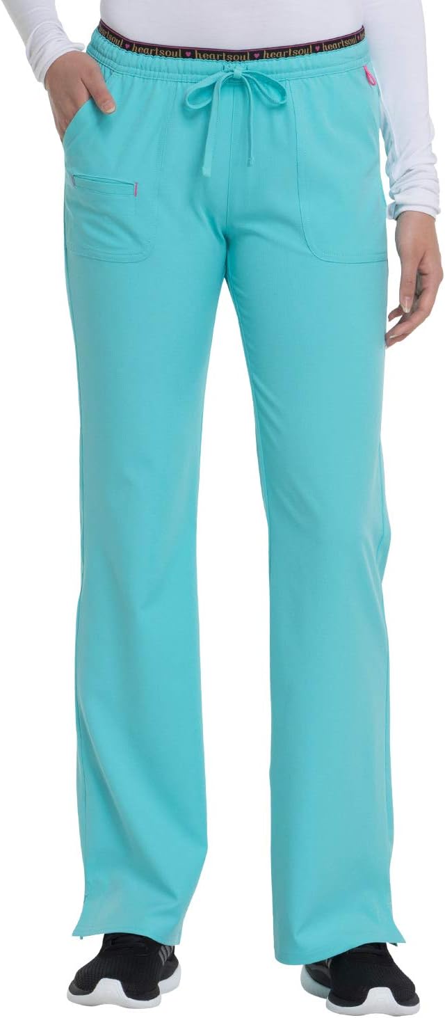 HeartSoul Low Rise Drawstring Scrub Pant, M, Splash
