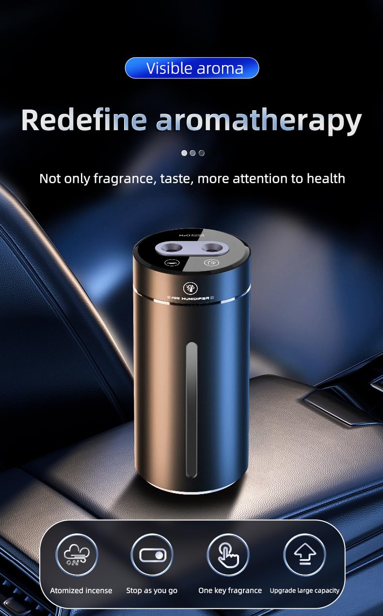 Deodorante per auto intelligente, diffusore di oli per aromaterapia, nebulizzatore a ultrasuoni, concentrazione regolabile, accensione e spegnimento automatico, batteria integrata, 40 ml, fragranza