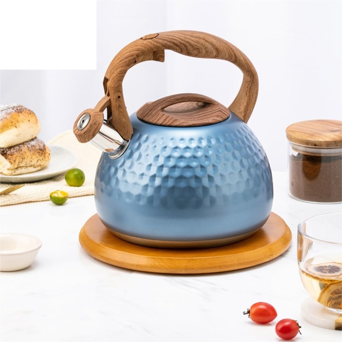 Tetera Hervidor De Agua Hervidor de té silbante 2,8 l, Tetera con Silbato Acero Inoxidable, para Estufa, para Cocina inducción Gas Teteras para Te