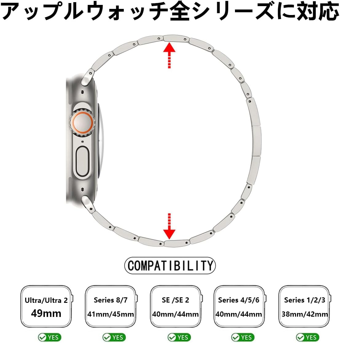 Titanium Band Compatible for Apple Watch Ultra 2 49mm Series 10 46mm, Titanium Metal iWatch Strap Compatible for Apple iWatch 45mm 44mm 42mm Series 9/8/7/6/5/4/SE/3/2/1