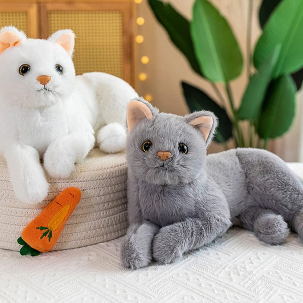 Kisangel 1pc Plush Cat Stuffed Animal Cats That Look Real Plush Stuffed Toy Cat for Babies Boys& Girls (White) - Image 4