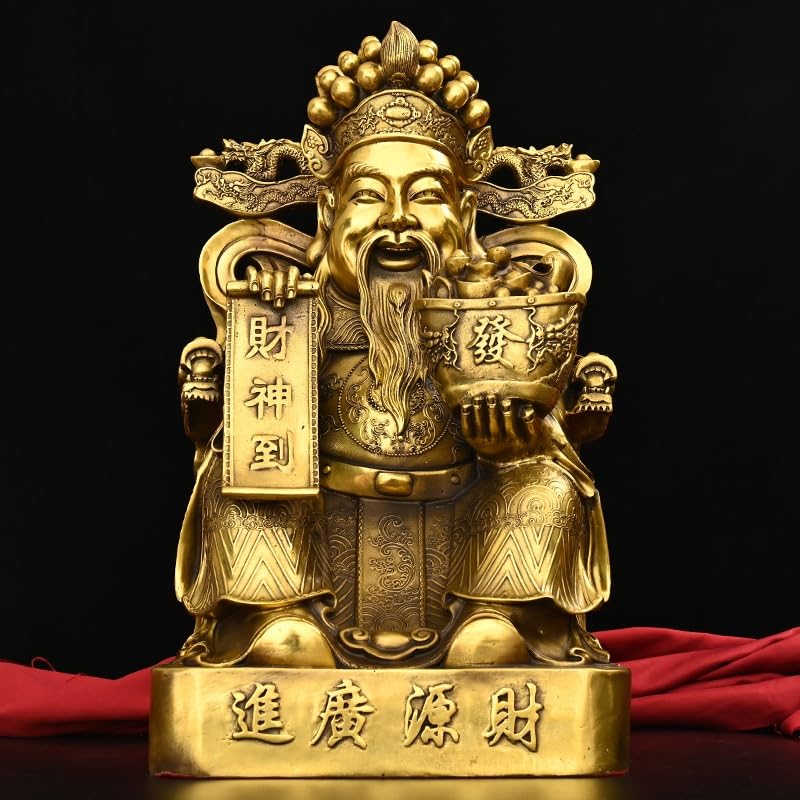 Posąg Buddy do użytku wewnętrznego Biznesu Feng Shui Rzeźba bogactwa Mosiądz Bóg bogactwa Posąg Buddy Ozdoby Statua Domu Kult Medytująca Statua Buddy Rzeźba