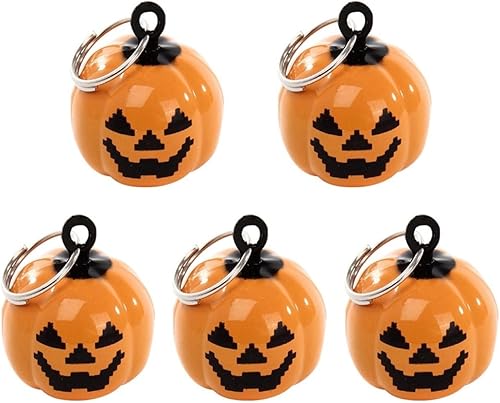 balacoo Collar de calabaza para mascotas, 10 unidades de campanas de cobre para mascotas, forma de calabaza, seguro de liberación rápida para
