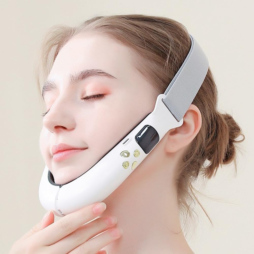 Double Chin and V-Shaped Face Device with 6 Modes & 12 Adjustable Intensities - Intelligent Electric V-Line Lifting Machine for Women(White)-image-47
