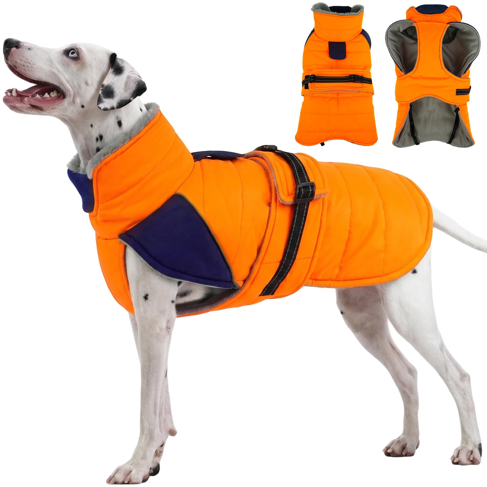 Lelepet Dog Winter Coat, Waterproof Warm Puppy Jacket, Orange L