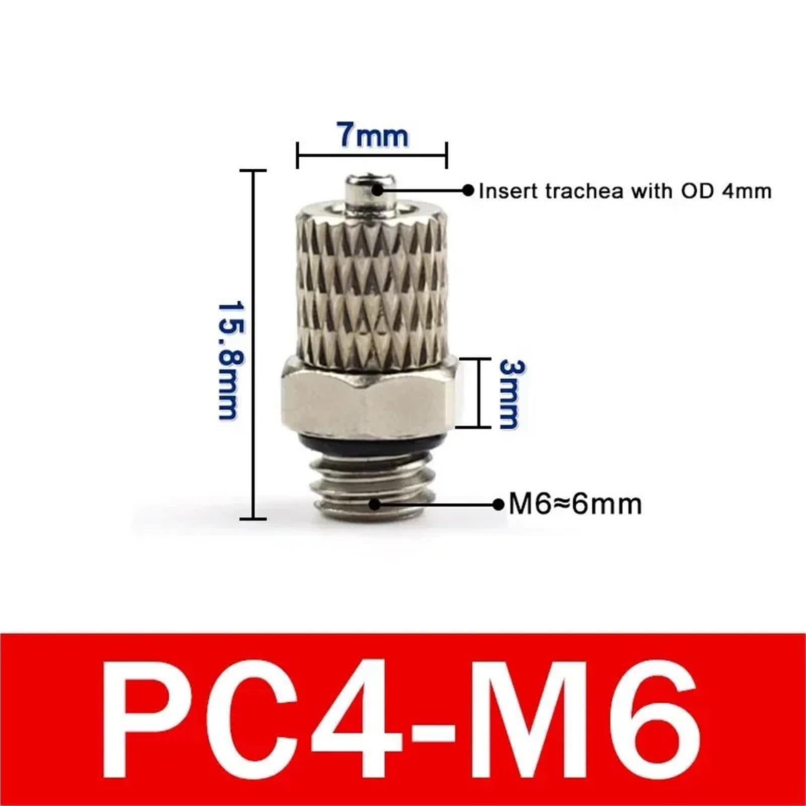 Rosca macho Mini Conector tubo neumático pasante
