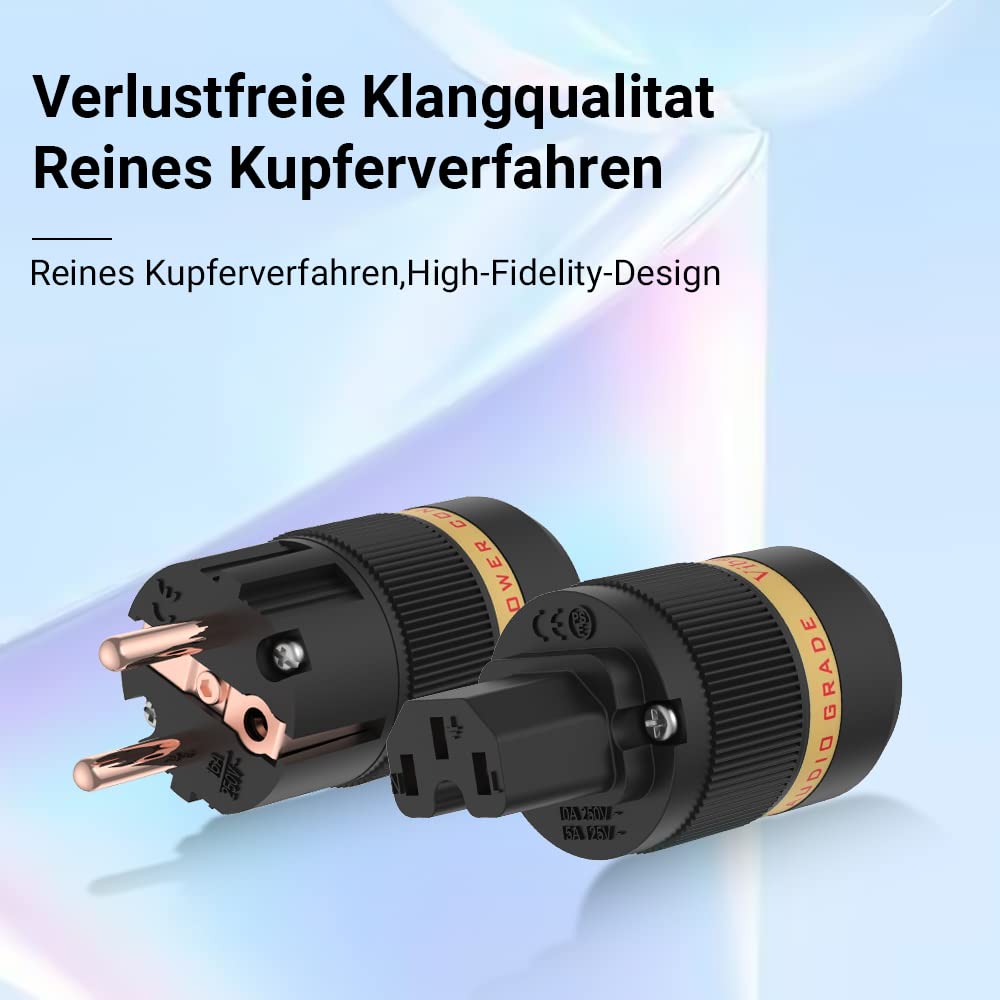 Tertullus 1 paio di connettori Schuko Full Pure Rame High-End Hifi SCHUKO Schuko Spina di alimentazione IEC presa per dispositivi a freddo (VE501+VF501)