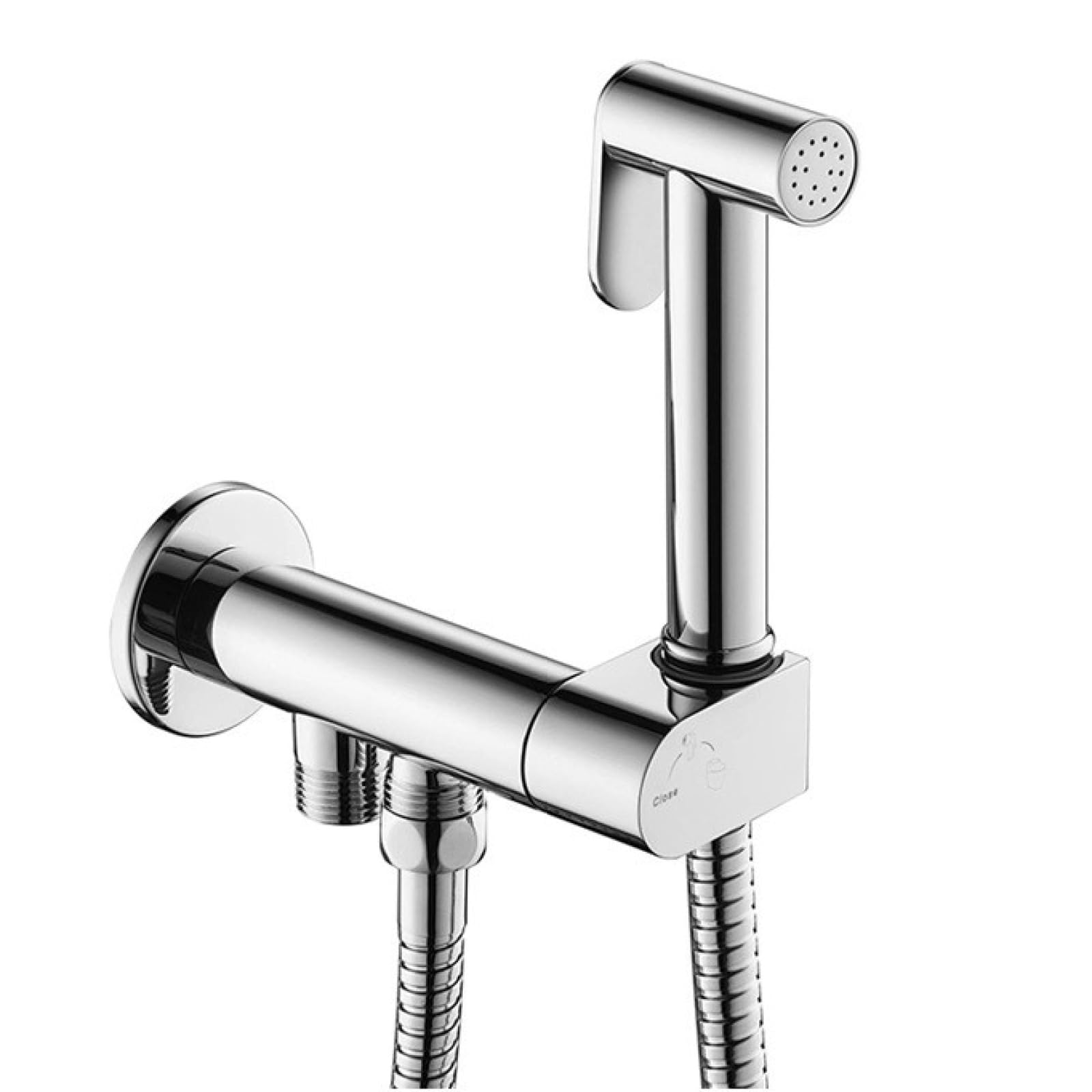 Doccetta Bidet per WC Cromato In Ottone Doppia Uscita Montaggio A Parete | con Tubo Adatto per La Pulizia Di Servizi Igienici E Pulizia Di Pavimenti