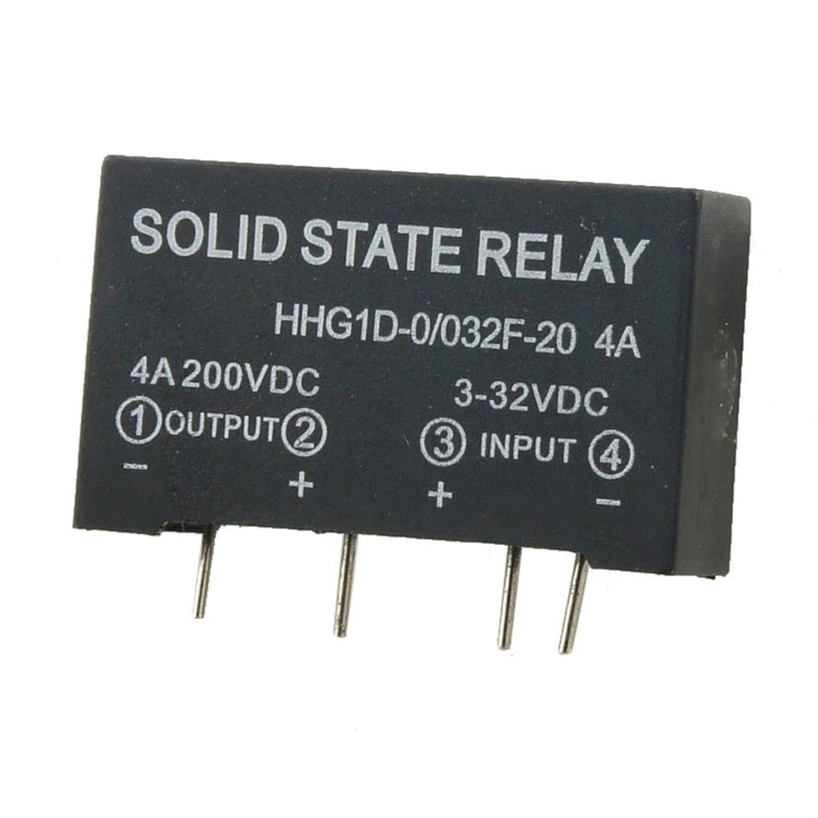 Relé de estado sólido de 4 pines para control DC 4A 200V con entrada 3-32V CC 3