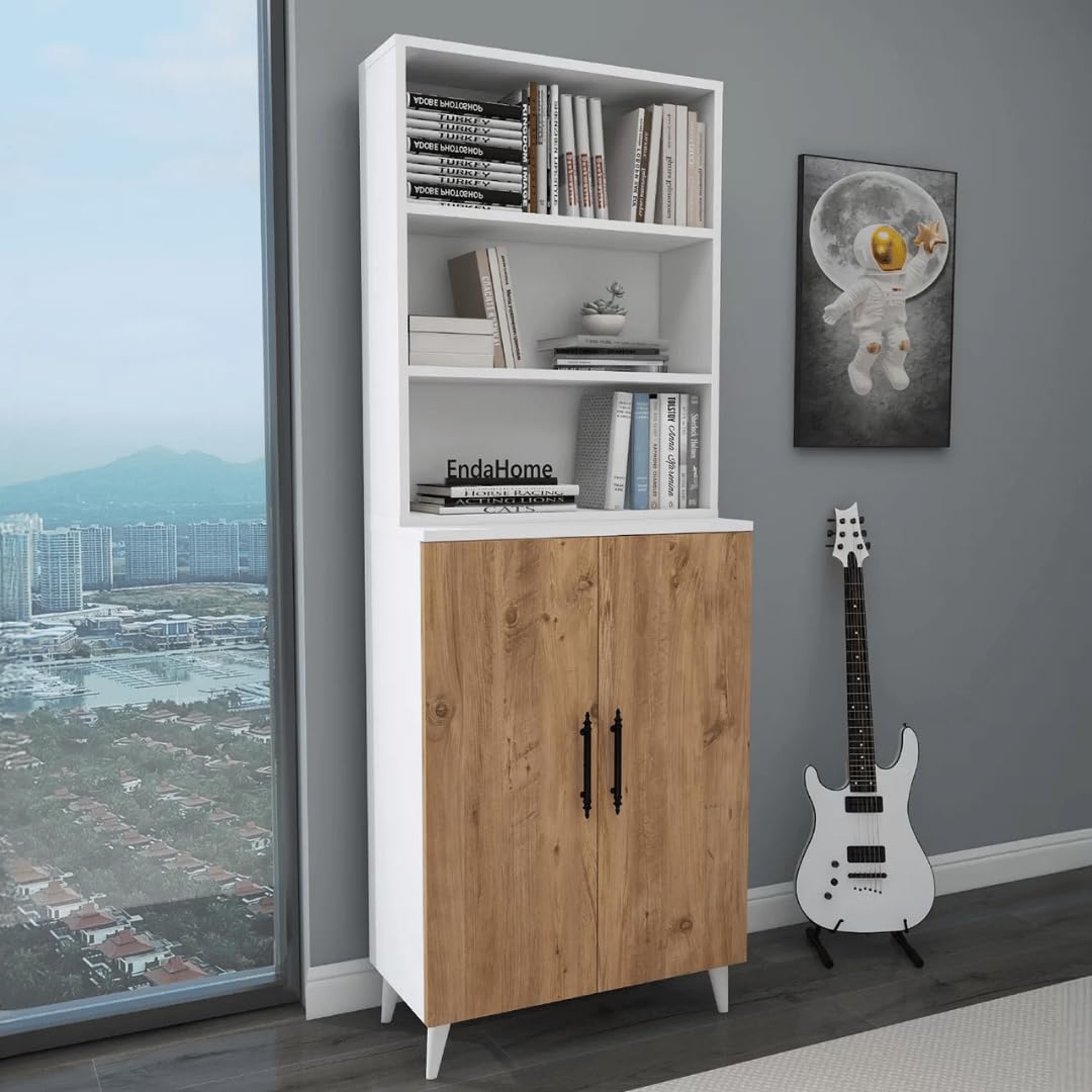 Reyo Home Enda Oras 6 Raflı 2 Kapaklı Klasik Kitaplık Atlantik…