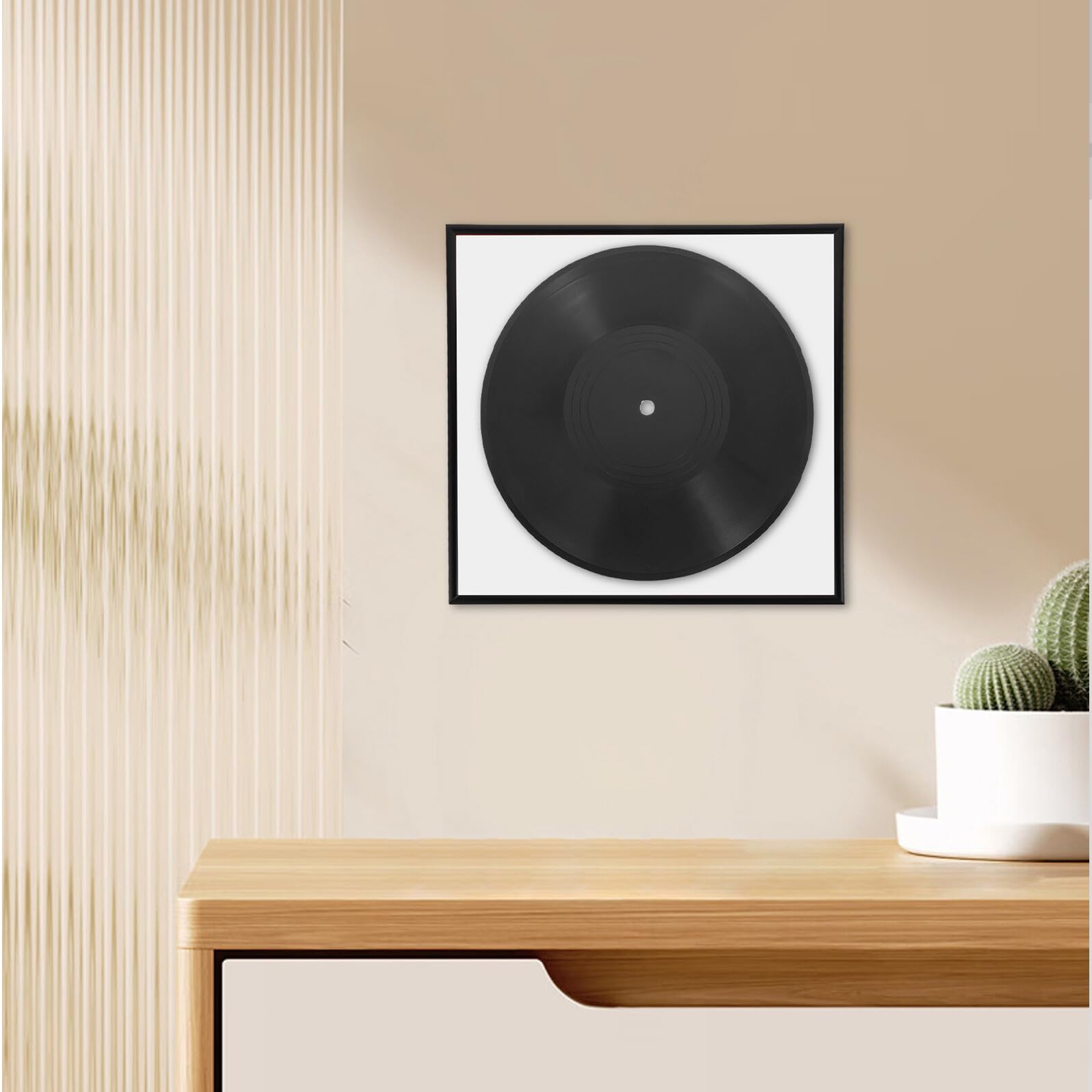2 Pezzi Cornice per Vinile Nero Opaco Porta Album da Parete Aperto Supporto Espositivo per Copertine Dischi Protezione Senza Attrezzi per Casa Studio