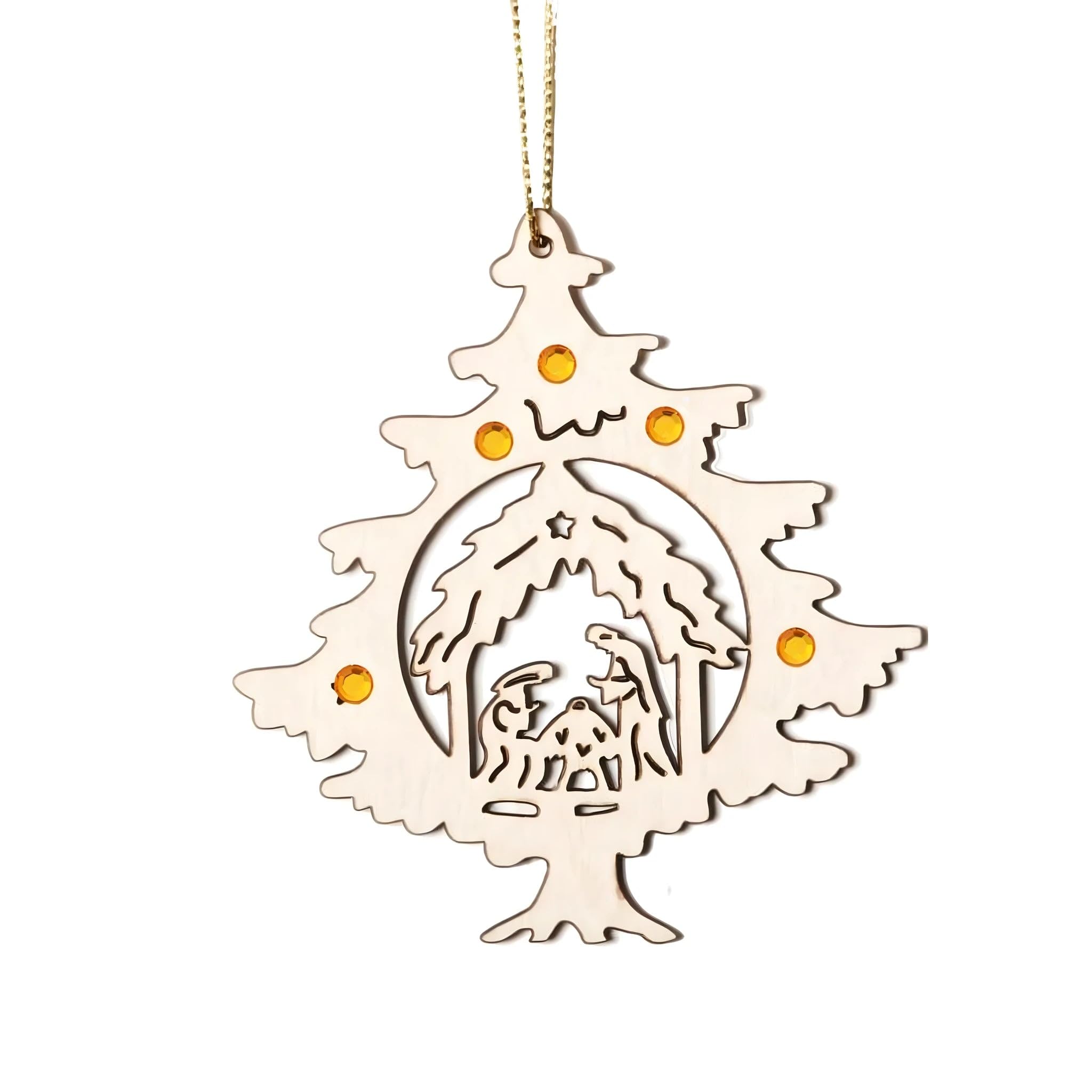 Dolfi Tree with Holy Family with Swarovski | Hand Painted in Val Gardena | Religious Article