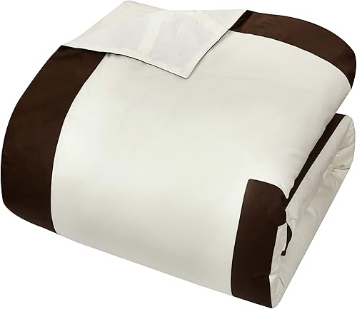 Miniatura 4 de Bicolore Collection - Juego de fundas de edredón de 3 piezas, no incluye relleno, clásico, europeo, 100% algodón egipcio, satén, lujo de 400 hilos,