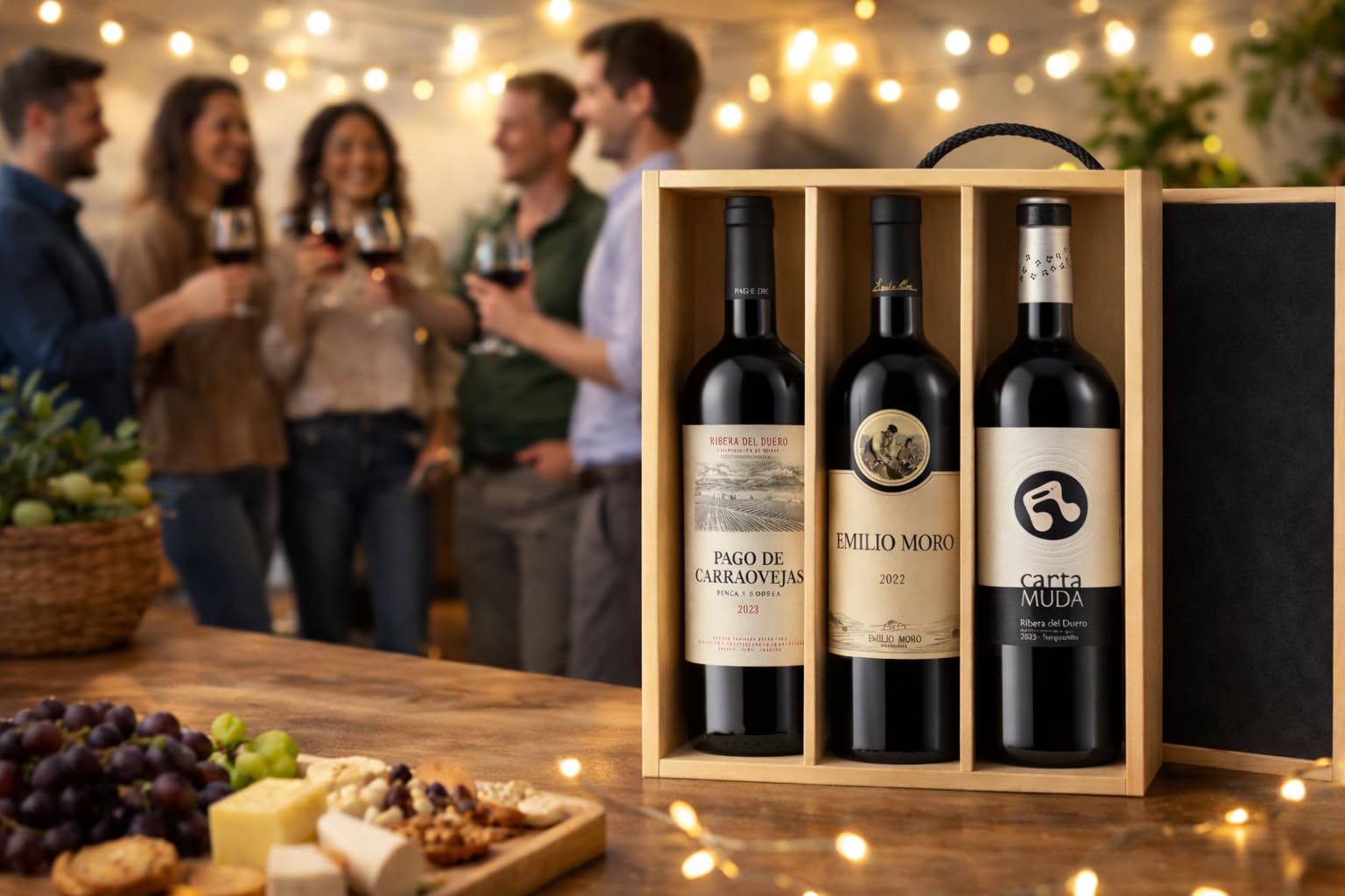 Pack Regalo Vino Tinto Ribera del Duero – Pago de Carraovejas + Emilio Moro + Cantamuda Parcela 64 – Estuche de Madera – 3 Botellas - Mysecretwine