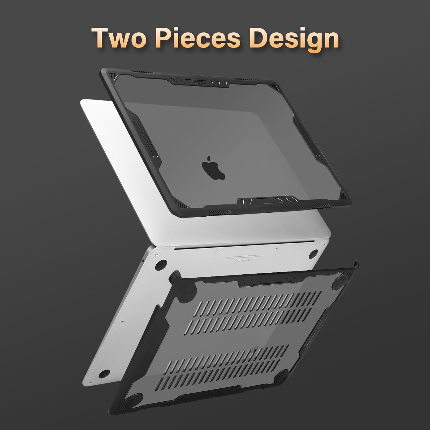 MOSISO Compatible with MacBook Air 13 inch Case 2022-2018 Release A2337 M1 A2179 A1932, Symmetric Geometric Heavy Duty Plastic Hard Shell with TPU Bumper&Keyboard Skin for MacBook Air 13.3, Black - Image 4