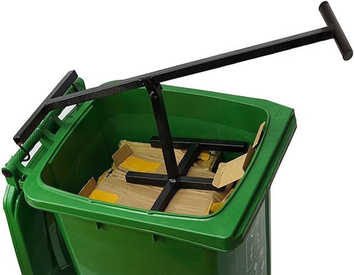 Bin Compactor Waste Recycling Hand Tool Manual Trash Squasher for 120-360L Wheelie Bins Waste Compacting Tool Touchless Manual Trash Compactor