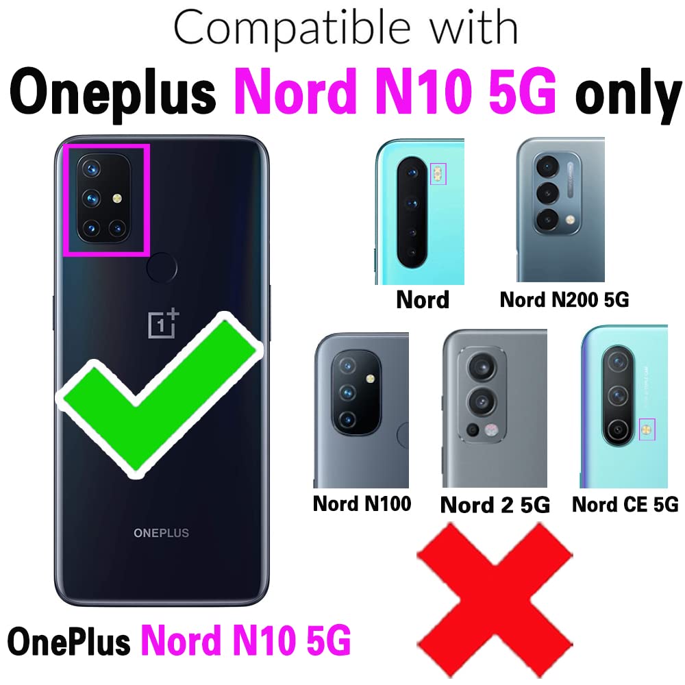 Furiet Compatible with OnePlus Nord N10 5G Wallet Case with Wrist Strap Lanyard and Leather Flip Card Holder Stand Cell Phone Cover for One Plus N 10 G5 1 Plus 10N 1plus One+ 1+ N105G Women Blue