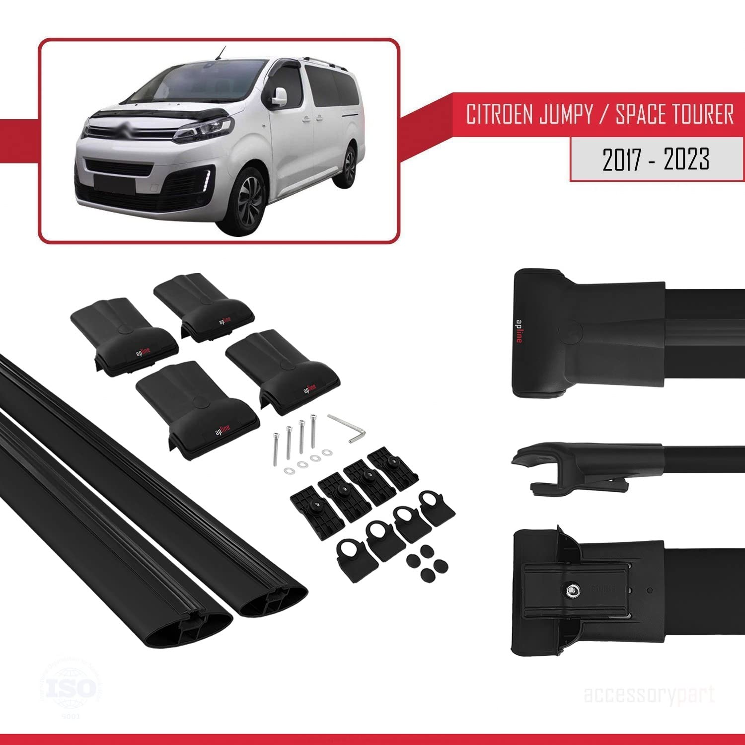 Kompatybilny z Citroen Jumpy - Space Tourer 2017-2024, bagażnik dachowy, model Fly, bagażnik dachowy, czarny