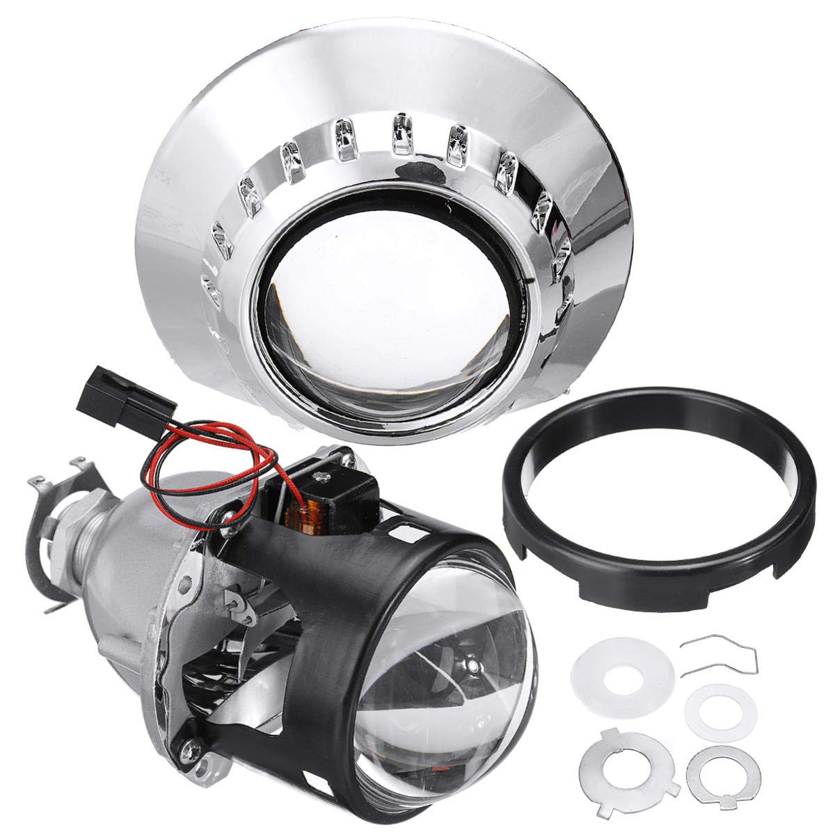 2.5'' H1 H4 Bi Xenon Lampa Hid Projektor Modernizacja Reflektora Obiektyw Angel Eyes Rhd Napęd Po Prawej Stronie - D