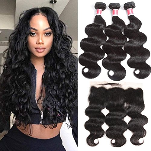 Brazilian Body Wave Human Hair Bundles With Closure 9A Soft Brazilain hair With Closure Natural Color(14 16 18 with 12)