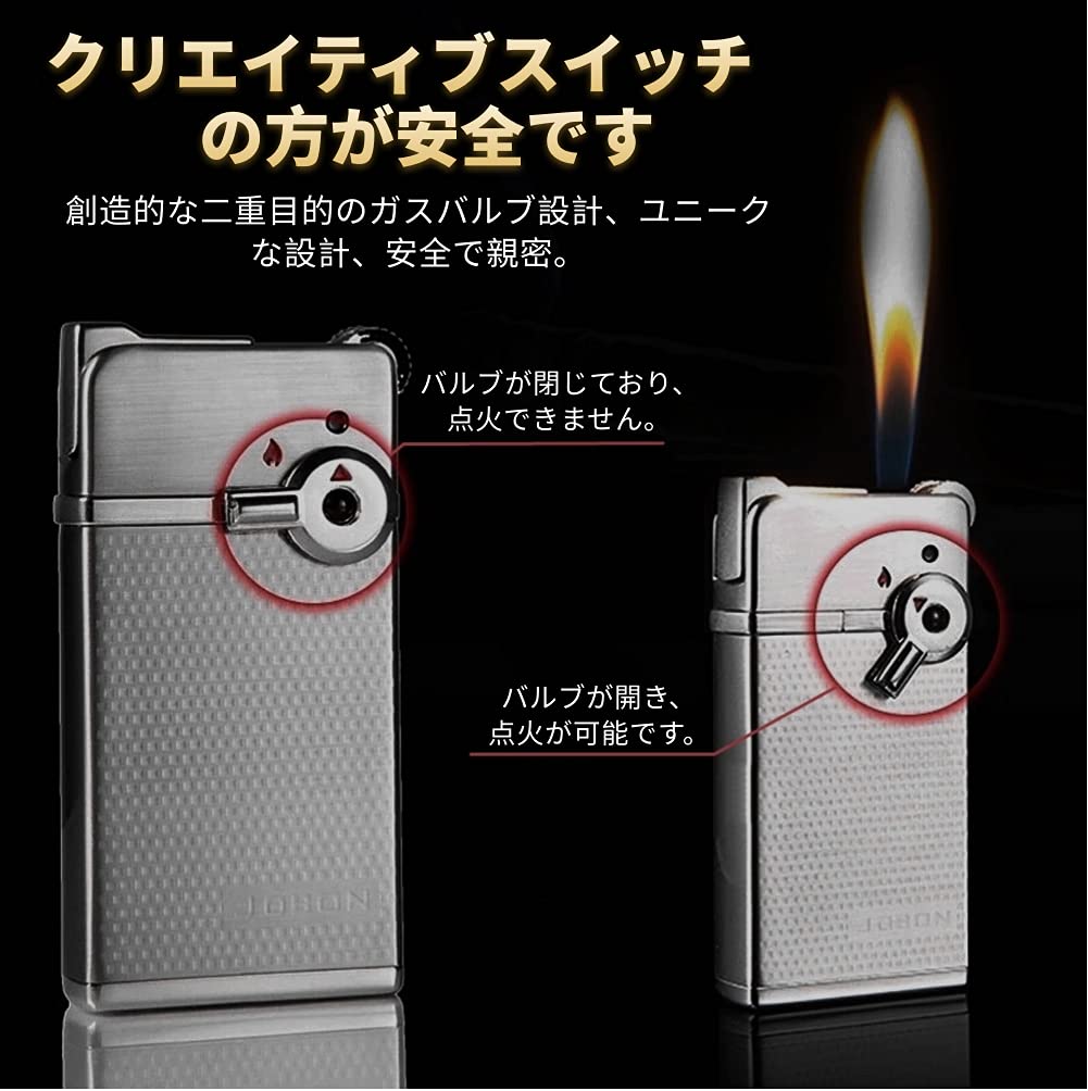 Amazon.co.jp: YEEAH ガスライター 2つの火炎チャネル 2つの異なる炎 