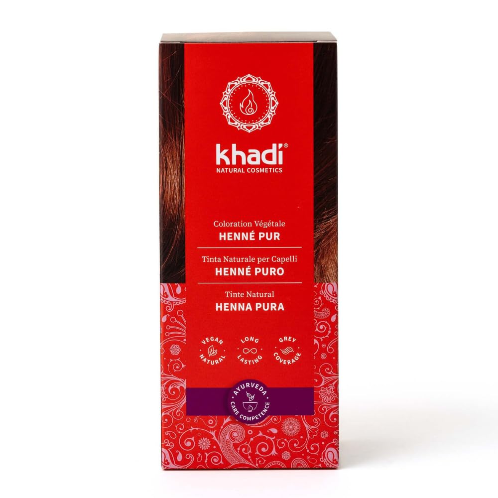 khadi HENNÉ PUR Coloration végétale - Coloration pour cheveux pour un rouge flamboyant, intense et lumineux - 100% végétale - 100 g