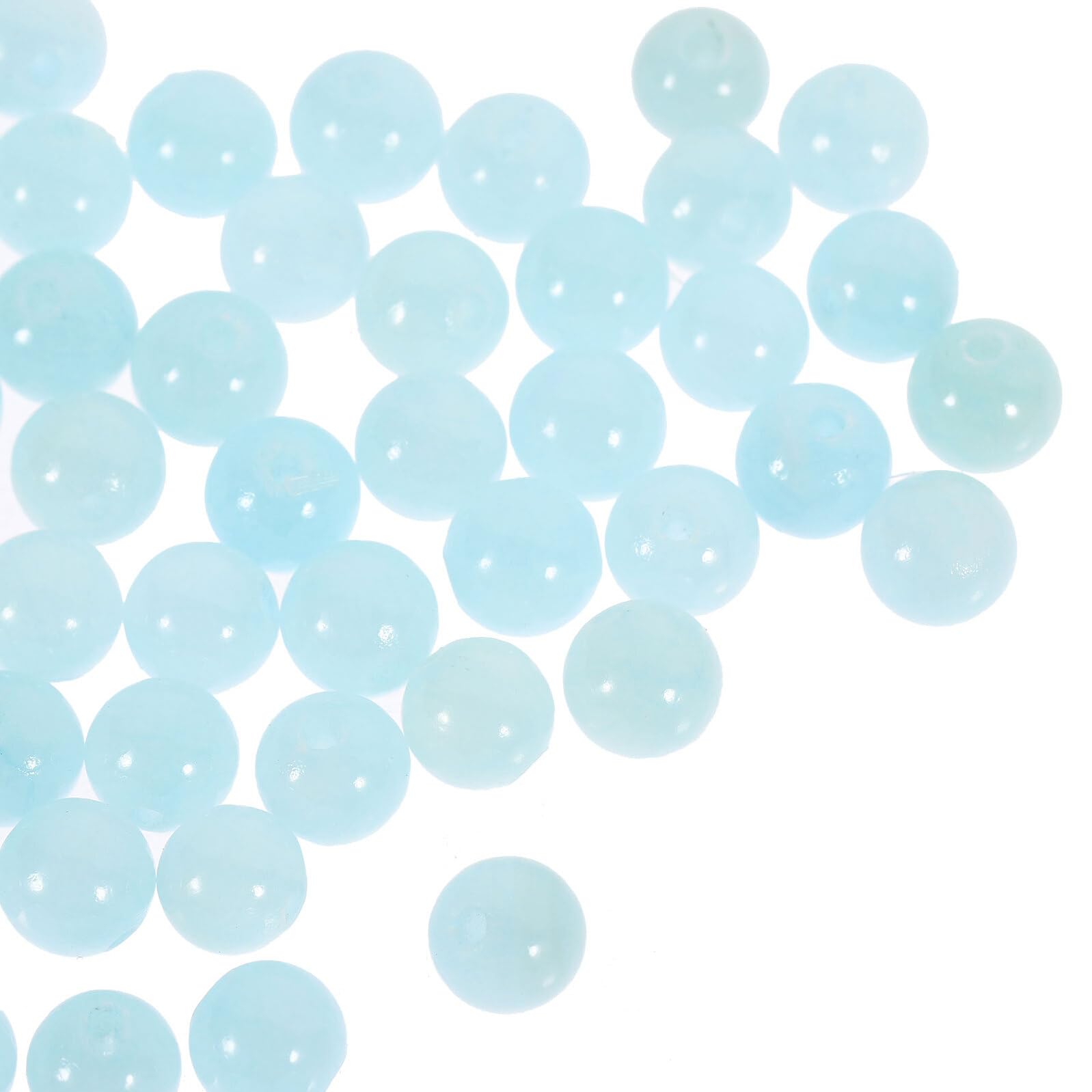 Toyvian Cuentas de Vidrio Redondas Azul Claro 8 MM 900 Piezas 18 Paquetes de 50 Unidades para Bisutería DIY Pulseras Collares y Manualidades Creativas