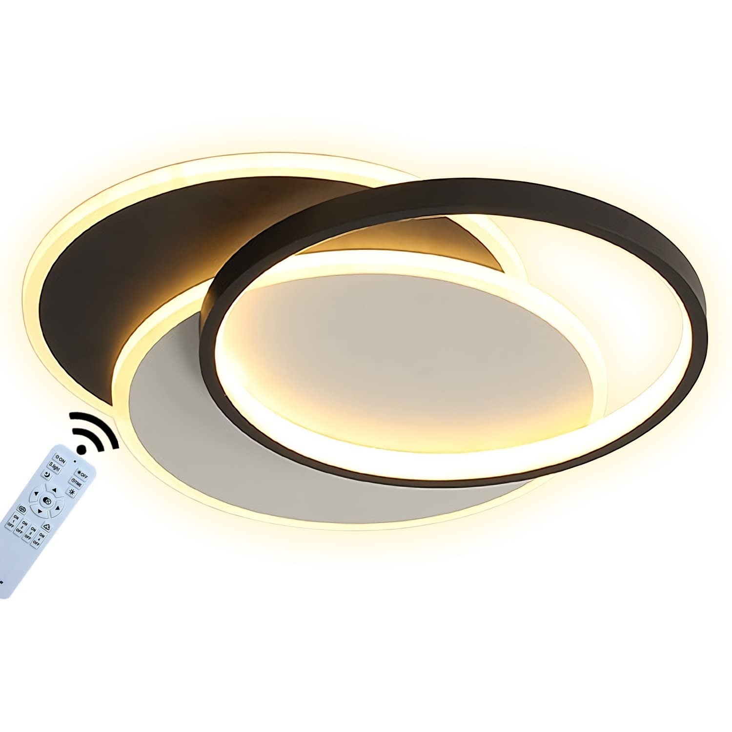 Nowoczesna lampa sufitowa LED, 30 W, ściemniana, z pilotem zdalnego sterowania, okrągła lampa sufitowa 3 cale, czarno-biała, do montażu podtynkowego, akryl, oświetlenie salonu.