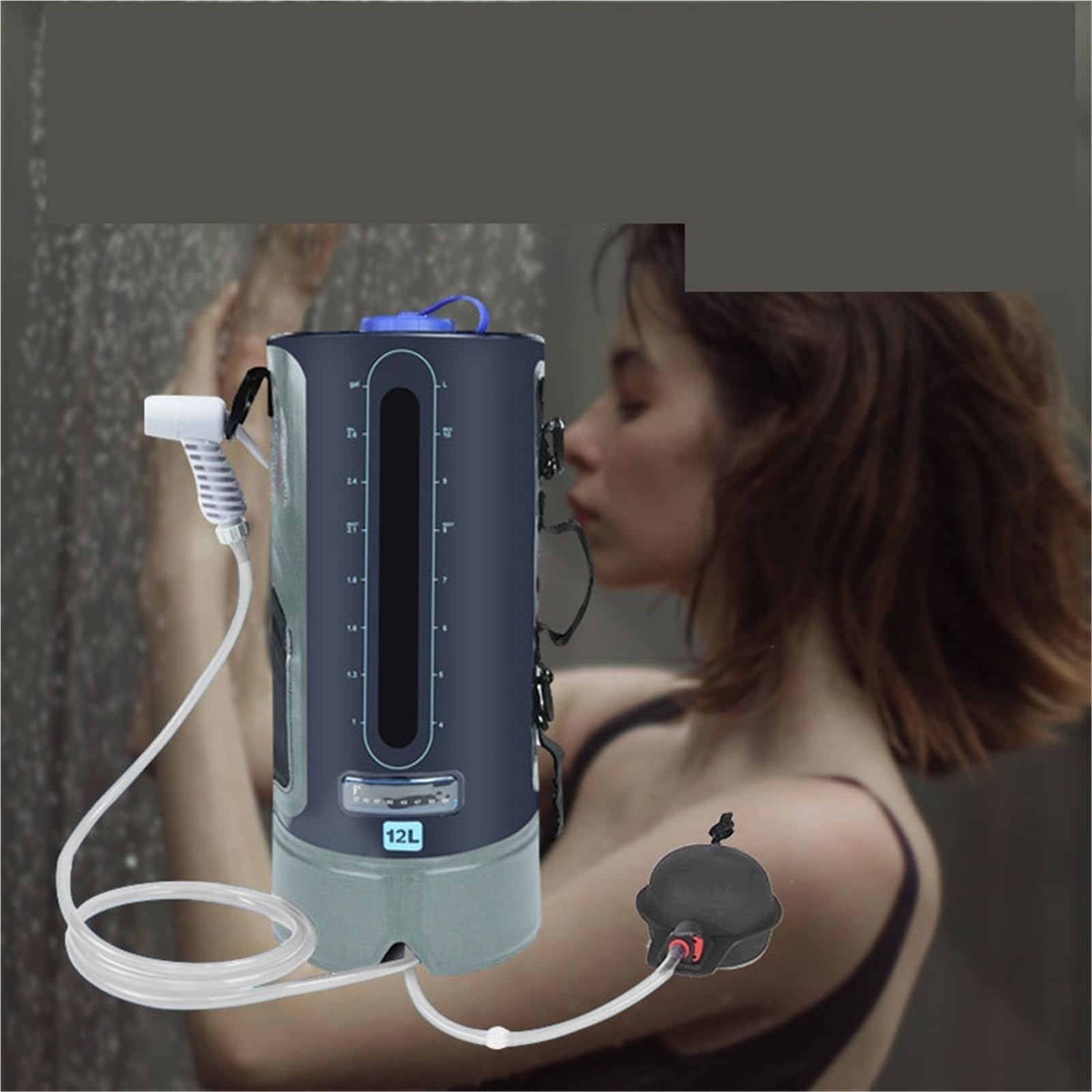 Ducha de Camping, Bolsa de Ducha portátil for Camping 12 l con Manguera Transparente y calefacción Solar for Senderismo Uso al Aire Libre,para Senderismo,Viajes,Coche