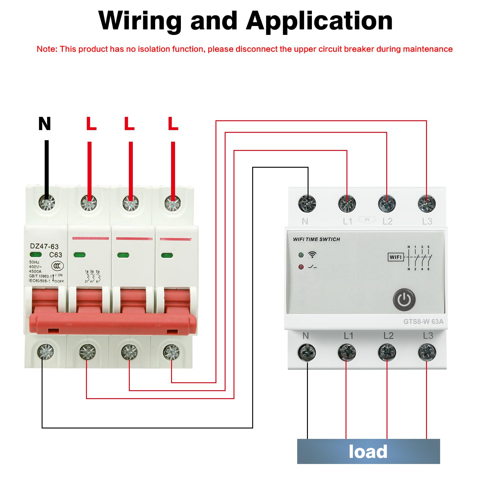 Interruttore wifi Interruttore smart Interruttori Tuya controllato timer intelligente 220V relè wifi dispositivi Smart Life GTS8 W (4P 63A top feed)