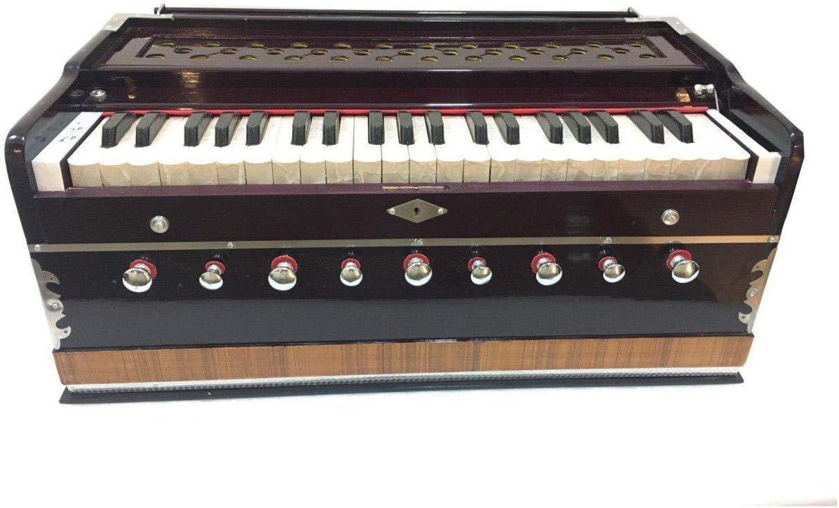 Harmonium 9 Stopper, Chudidaar Bellow 42 key 2 Reed Bass Male Coupler Harmonium with Cover/Indian Harmonium/Professional Harmonium/Handmade Harmonium/Musical Instruments