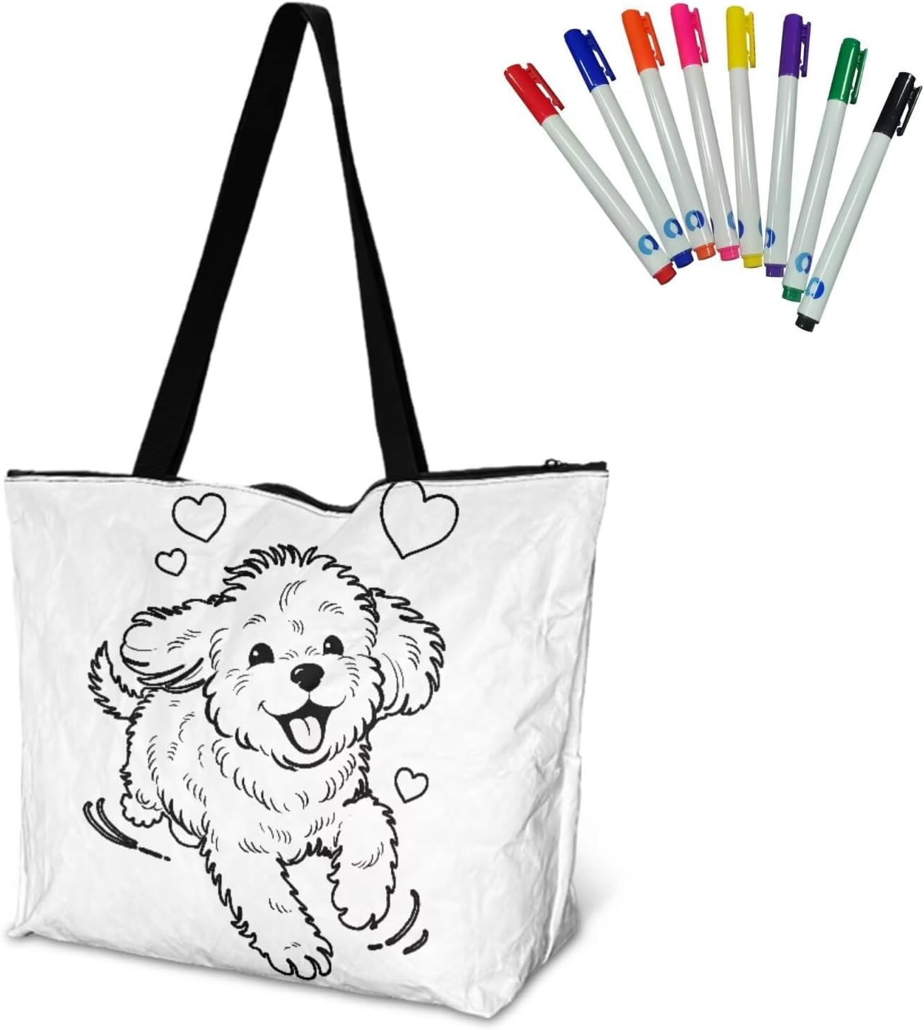 Animal Printed DIY Coloring Eco Paper Tote Bags for Women Reusable Grocery Bag Work Shoulder Handbag for Travel