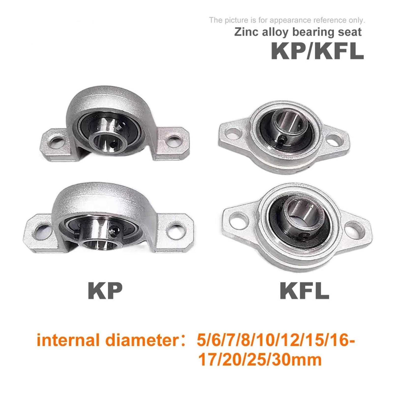 1/5PCS łożysko kulkowe z łożyskiem ślizgowym, stop cynku, średnica 5 mm - 40 mm, stal KFL08-KP002(Bore 8,KFL(5pcs))