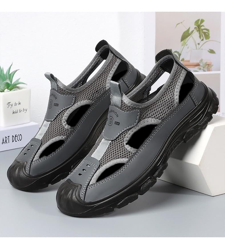 Men's quick-drying sandal for outdoor beach hiking and wading, featuring a breathable mesh design, anti-slip sole, lightweight and comfortable, suitable for all-day outdoor activities.2