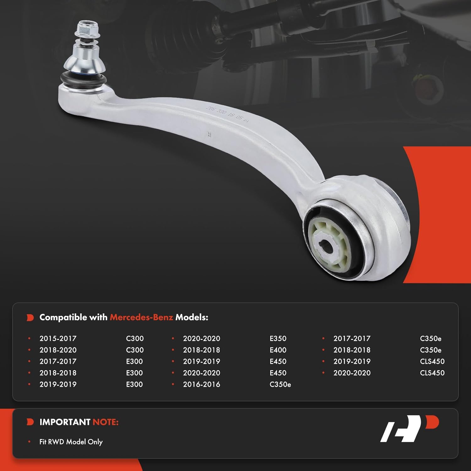 A-Premium Front Right Forward Lower Control Arm, with Ball Joint & Bushing, Compatible with Mercedes-Benz - 2015-2020 - C300 C350e E300 E350 E400 E450 CLS450, RWD Only