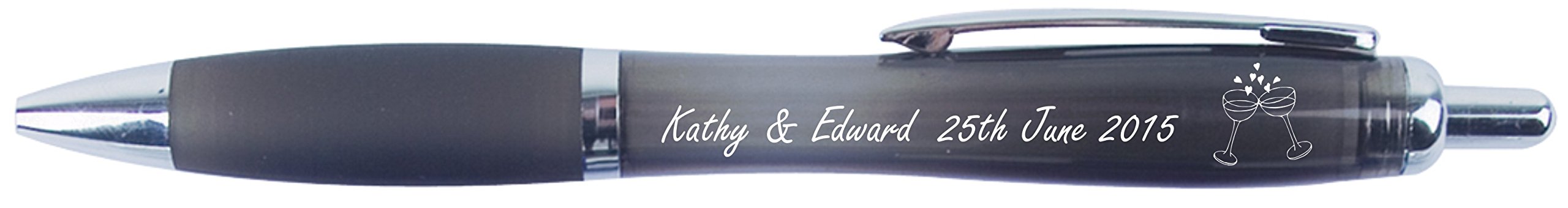 50 Personalised Printed Wedding Pens, Favours,Guest Gifts (Black Pen/Glasses)